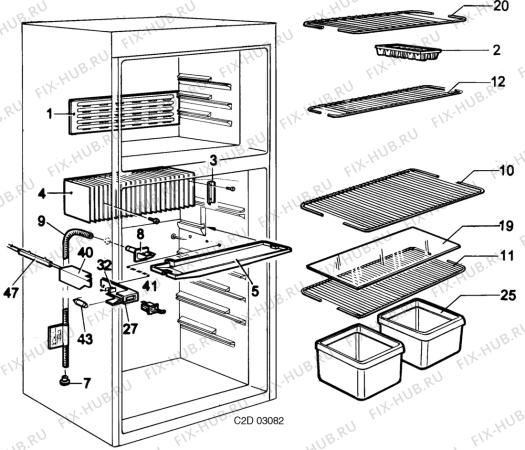 Взрыв-схема холодильника Electrolux RGE400 - Схема узла C20 Interior D